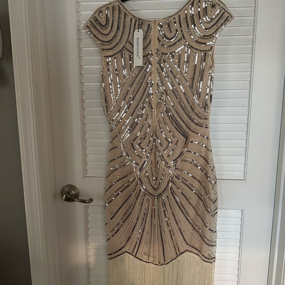 Gold Embellished Sequin Sheath Dress